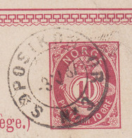 Norway UPU Postal Stationery Ganzsache Entier 10 Ø Posthorn SØPOSTKONTOR No. 3 (See Post Office) 1887 BIELEFELD Germany - Postwaardestukken