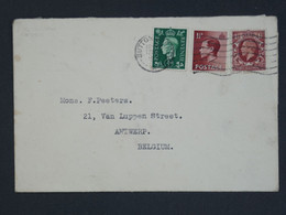 BI 4 GREAT BRITAIN    BELLE LETTRE  1937   SUTTON A ANTWERPEN BELGIUM   ++ AFFRANCH.  INTERESSANT - Lettres & Documents