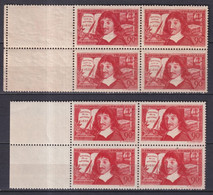 1937 - YVERT N° 341/342 ** MNH BLOC De 4 Avec BORDS ! - COTE = 64 EUR. - DESCARTES "SUR" + "DE" LA METHODE - Nuevos