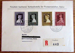 Liechtenstein 1955: Fürstenkinder Rotes Kreuz Zu 282-285+296 Mi 338-341+352 Yv 300-303+308 O VADUZ 31.X.56 (Zu CHF 33.00 - Covers & Documents