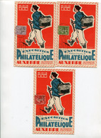 !!! CAISSES D'AMORTISSEMENT N°275/277 SUR 3 CARTES DE L'EXPOSITION PHILATELIQUE D'AUXERRE DE 1931 - 1927-31 Sinking Fund