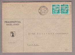 CH Portofreiheit Zu#14z Paar 5Rp. GR#507 Brief 1939-08-26 Basel Frauenspital - Franchise