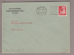 CH Portofreiheit Zu#16z 20Rp. GR#515 Brief 1937-01-07  Olten Kantonsspital - Vrijstelling Van Portkosten