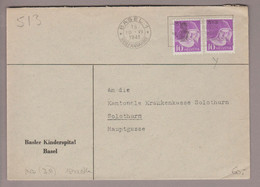 CH Portofreiheit Zu#15z 10Rp. 2x GR#513 Brief 1941-06-10 Basler Kinderspital Basel - Franchise