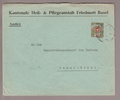 CH Portofreiheit Zu#9 10Rp. GR#509 Brief 1927-04-01  Basel _Heil&Pflegeanstalt Friedmatt Basel - Franchise