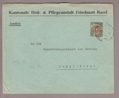 CH Portofreiheit Zu#9 10Rp. GR#509 Brief 1927-04-01  Basel _Heil&Pflegeanstalt Friedmatt Basel - Franquicia