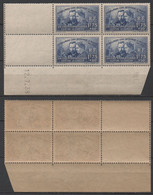 # 402 "PIERRE & MARIE CURIE"  EN BLOC DE 4 COIN DATE ** / COTE 135.00 €  (ref T2127) - 1930-1939