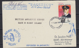 British  Antarctic Territory (BAT) Card Ship Visit R/V Hero Si Captain Ca Signy 13 JAN 1977(58256) - Briefe U. Dokumente