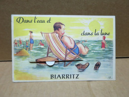 BIARRITZ (64) Carte à Système Dépliant Dans L'eau Et Dans La Lune - Biarritz