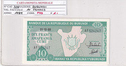 BURUNDI 10 FRANCS 1989 P33B - Burundi
