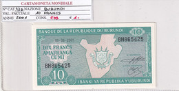 BURUNDI 10 FRANCS 2001 P33D - Burundi