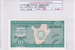 BURUNDI 10 FRANCS 2007 P33E - Burundi