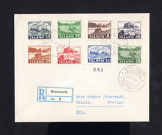 S888-ICELAND-REGISTERED COVER REYKIAVIK To TRANAS (sweden).1950.Enveloppe RECOMMANDE ISLAND - Brieven En Documenten