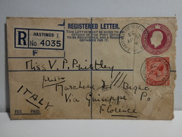 UK Cover From Hastings To Italy 1933. Registered Letter - Briefe U. Dokumente