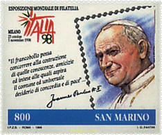 70394 MNH SAN MARINO 1998 EXPOSICION FILATELICA INTERNACIONAL. ITALIA 98 - Gebraucht