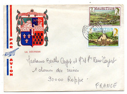 Ile Maurice--lettre De PORT-LOUIS  Pour  Roppe -90 , Tps Divers ...enveloppe Illustrée Blason Réunion - Mauricio (1968-...)
