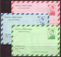 1963 TURKEY 3x AEROGRAMS AIRMAIL LETTERS AEROGRAMME - Luchtpost