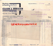 87 - AIXE SUR VIENNE - FACTURE CELESTIN & BROUSSAUD- MANUFACTURE PANTOUFLES -CHAUSSURES- ROUTE DE BORDEAUX-1933 - Kleidung & Textil