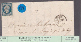 Un Timbre N° 10 Prince Président Louis -Napoléon Pc 1172   Lettre 1854 Paris Pour  Fresne Les Rungis - 1852 Louis-Napoleon