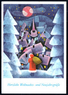 C1381 - Schallnau Glückwunschkarte Weihnachten - Weihnachtsmann Santa Claus - Planet Verlag DDR - Santa Claus