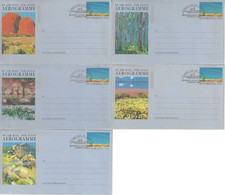 Australia 1992 Complete Series 5 Postal Stationery Aerogramme landscape Painting - Aérogrammes