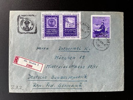 ROMANIA ROMINA 1959 REGISTERED LETTER ORASUL STALIN BRASOV TO MUNICH 14-01-1959 ROEMENIE  RUMANIEN - Storia Postale