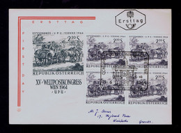 Sp9330 OSTERREICH " U.P.U. XV Congress Wien Mail Diligences Post Mail Transports Courrier Fdc Mailed 1964 - Diligences