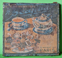 Ancien Couvercle De Boite à GATEAUX - Métal Blanc - Biscuits Desserts GUINOT Paris - Environ 23x23 Cm - Vers 1930 1950 - Boîtes