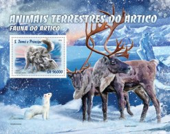 S. Tomè 2016, Artic Animals, Wolf, Deer, BF - Arctic Tierwelt