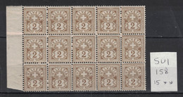 Suisse 1894 - Switzerland - Schweiz - Yvert 63 - Michel 50Y - Bloc De 15 Neuf SANS Charnière - Faserpapier, Fils De Soie - Neufs