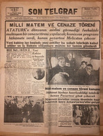 MUSTAFA KEMAL ATATURK FUNERAL - NEWSPAPER SON TELGRAF 12 November 1938 - General Issues