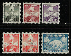 GREENLAND 1938-1946 SCOTT 1,2,4-6,8 USED - Gebruikt