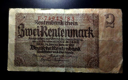 A7  ALLEMAGNE   BILLETS DU MONDE     GERMANY BANKNOTES  2  RENTENMARK  1937 - Sammlungen