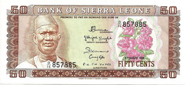 SIERRA LEONE 50 CENTS BROWN MAN FRONT BUILDING  BACK DATED (04-08-1984) UNC P.4e READ DESCRIPTION - Sierra Leone