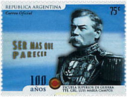 75791 MNH ARGENTINA 2000 CENTENARIO DE LA ESCUELA SUPERIOR DE GUERRA TENIENTE LUIS MARIA CAMPOS - Oblitérés