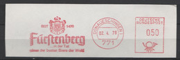 Motive Getränke Bier Briefstück Mit Freistempel Donaueschingen 1976 Fürstenberg Bier - Beers