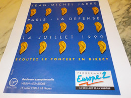 ANCIENNE PUBLICITE CONCERT JEAN MICHEL JARRE PARIS LA DEFENSE 1990 - Alcools