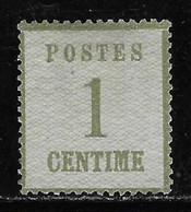 ALSACE-LORRAINE N° 1 1 C. VERT-BRONZE NEUF (*) SIGNE - Nuevos