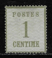 ALSACE-LORRAINE N° 1 1 C. VERT-BRONZE NEUF (*) SIGNE - Unused Stamps