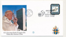 NATIONS UNIES - 1 Enveloppe Illustrée - Voyage Du Pape Jean Paul II à New-York Nations Unies - 5 Oct 1995 - Cartas & Documentos