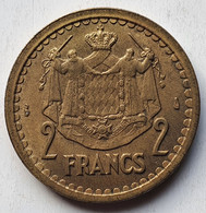 MONACO  2 Francs Louis II - Non Daté ( 1945) - Bronze Alu - KM 121a - 1922-1949 Louis II