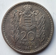 MONACO  20 Francs Louis II - 1947 KM 124 - 1922-1949 Louis II