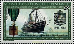 56764 MNH NUEVA CALEDONIA 1981 40 ANIVERSARIO DE LA PARTIDA DEL BATALLON DEL PACIFICO - Oblitérés