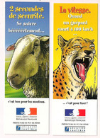 2 Marque-pages Sécurité Routière Du Puy De Dôme: Mouton Et Guepard - - Marque-Pages
