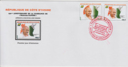Côte D'Ivoire Ivory Coast 2019 FDC 1er Jour Mi. ? 150ème Anniversaire Mohandas Mahatma Gandhi Peace Dove Bird - Ivory Coast (1960-...)