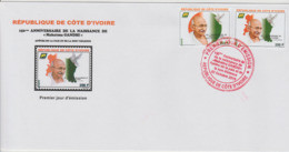 Côte D'Ivoire Ivory Coast 2019 FDC 1er Jour Mi. ? 150ème Anniversaire Mohandas Mahatma Gandhi Peace Dove Bird - Costa D'Avorio (1960-...)