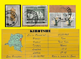 1948 (°) BELGIAN CONGO / CONGO BELGE = KIROTSHE [A] CANCELS 288 + 291-A+305+347 FOUR STAMPS (ROUND CANCELS) - Abarten Und Kuriositäten