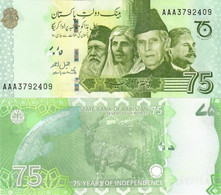 PAKISTAN 75 Rupees ND (2022) P W56  UNC  Commem. 75 Ann. Of Independence - Pakistan