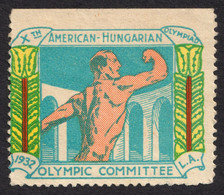 Olympic Games LOS ANGELES Stadium USA 1932  LABEL CINDERELLA VIGNETTE Hungary American - Hungarian HUNGARIKA - Ete 1932: Los Angeles