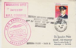 British Antarctic Territory (BAT) Card Ca HMS Endurance Ca Rothera Point Adelaide Island 3 MR 1977 (58266) - Briefe U. Dokumente